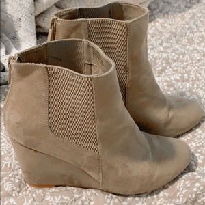 Torrid - Tan Suede Wedge Booties - Ladies - Size 8